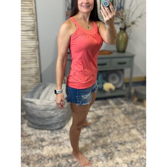 ❤️‍🔥Ruched Racerback Floaty Banded Tank Coral 2914 - Picture 3 of 5